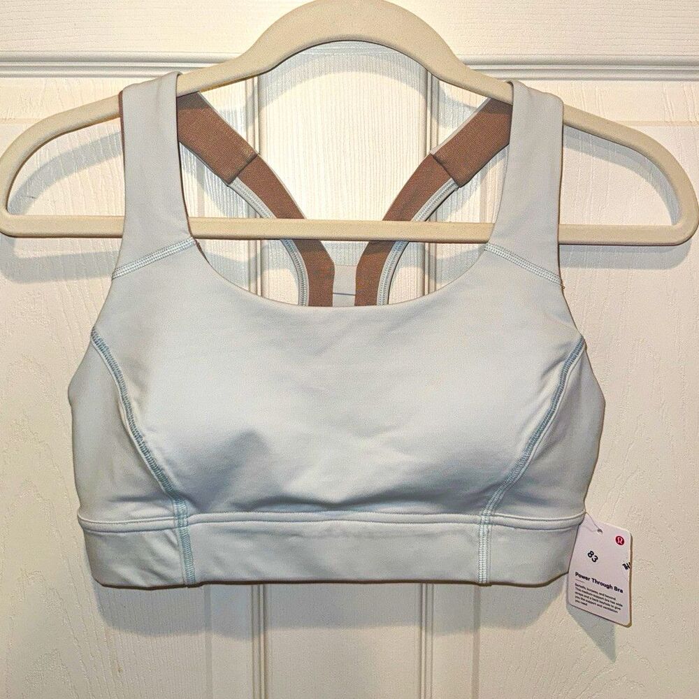 Lululemon NWT Power Through Sports Bra Light Blue size 8